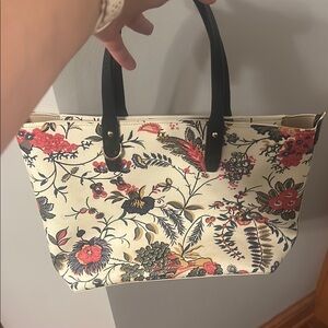 Tory Burch Floral Cream Tote Bag